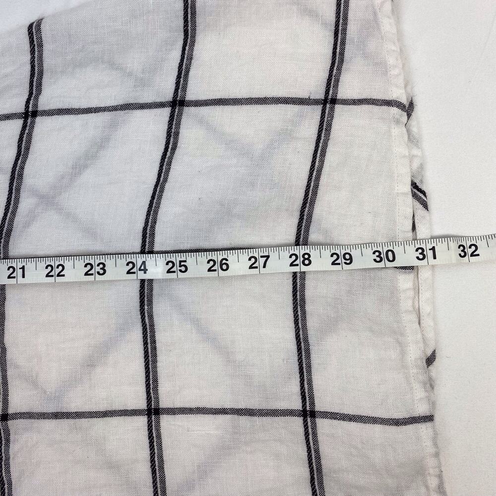 FLAX 100% Linen White Tunic Tank Top Key Hole Button Front Plaid Size Small - Picture 9 of 9